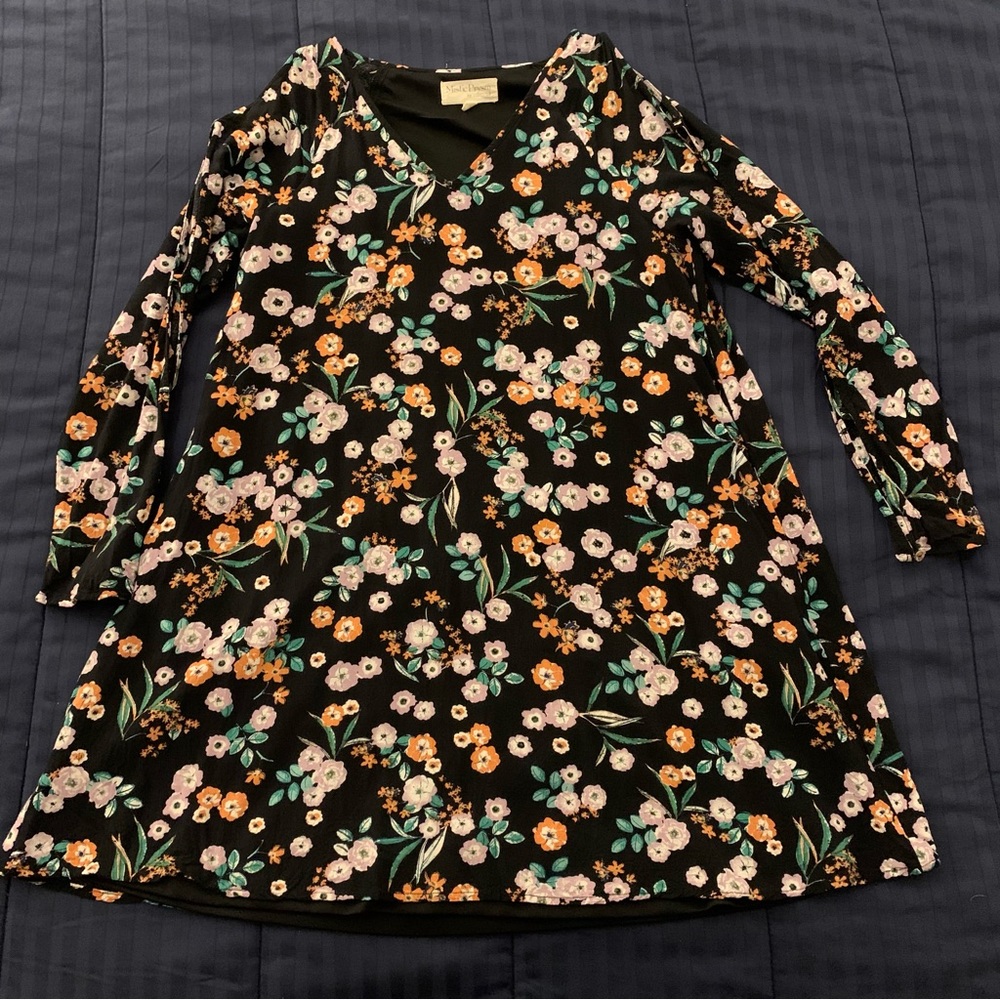 Listicle Floral Long Sleeve Tunic Dress Size Small